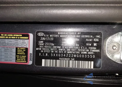 2021 Kia K5 Ex from USA, damaged, VIN 5XXG34J22MG003550